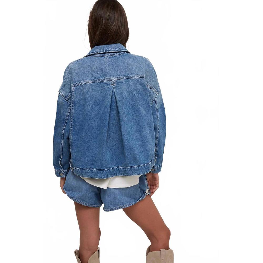 NEW FREE PEOPLE opal swing denim jacket in got the blues - Picture 2 of 3